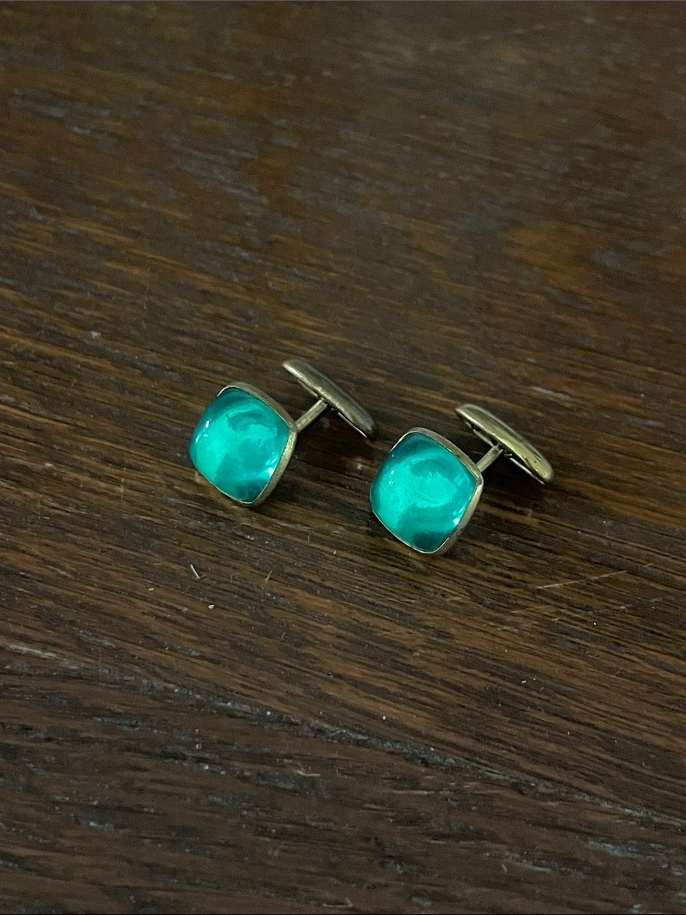 Emerald green mens cuff links vintage